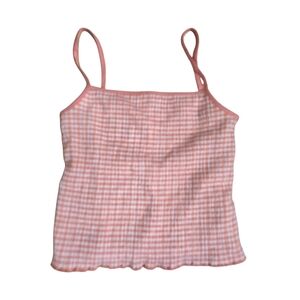 Wilfred Peach Gingham Strappy Tank Top Size XS Lined EUC